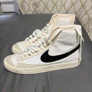 Nike White and Black High-Top Sneakers